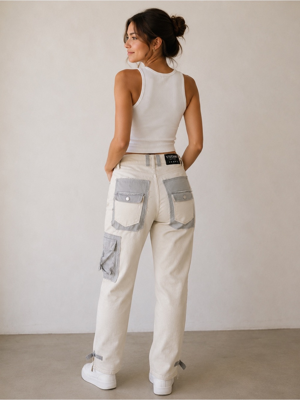 Reworked Cargo Khaki Denim Viventy Pants High Waist Women’s Size 6/8